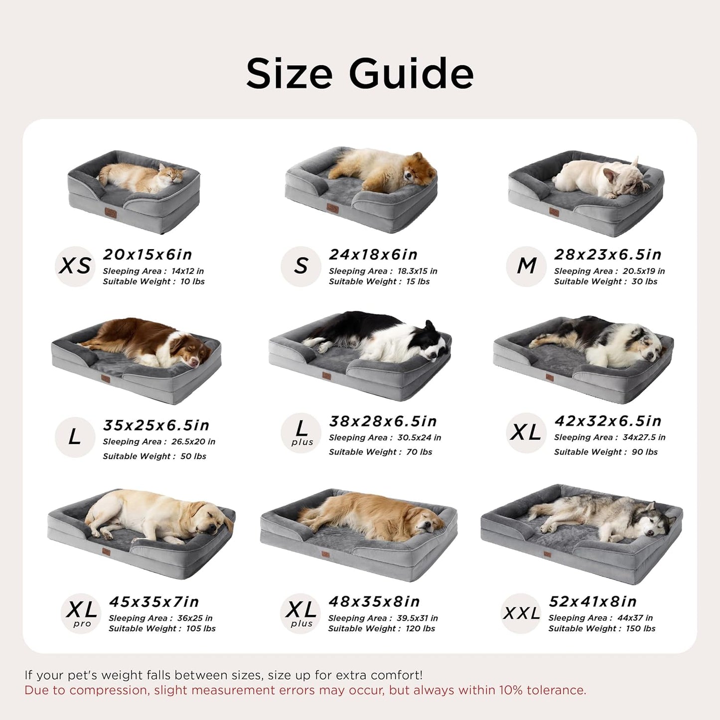 Bedsure Orthopedic Dog Bed Medium Size Dogs - Washable Small Medium Dog Cat Bed Waterproof, Comfort Cats Couch Sofa with Washable Removable Cover, Pets Bed with Nonskid Bottom, Grey, 28"