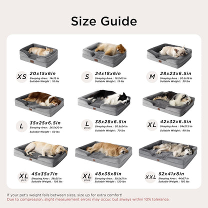 Bedsure Orthopedic Dog Bed Medium Size Dogs - Washable Small Medium Dog Cat Bed Waterproof, Comfort Cats Couch Sofa with Washable Removable Cover, Pets Bed with Nonskid Bottom, Grey, 28"