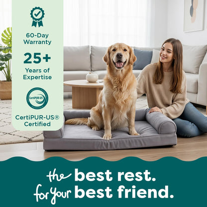 Orthopedic Dog Bed for Large Dogs, Sofa Contour Mattress with Solid Orthopedic Foam Slab for Joint Support, Removable Washable Cover, Jumbo plus XXL, Faux Fur, Charcoal