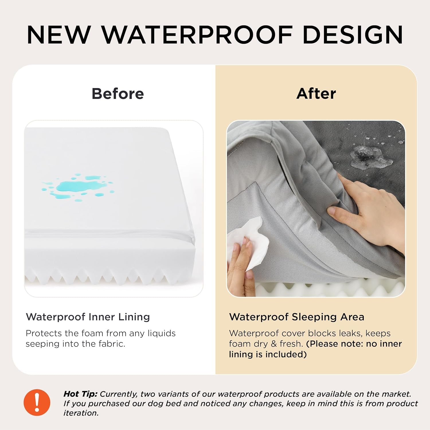 Bedsure Orthopedic Dog Bed Medium Size Dogs - Washable Small Medium Dog Cat Bed Waterproof, Comfort Cats Couch Sofa with Washable Removable Cover, Pets Bed with Nonskid Bottom, Grey, 28"